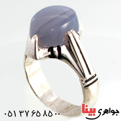 انگشتر عقیق سلیمانی کبود مردانه چهار چنگ