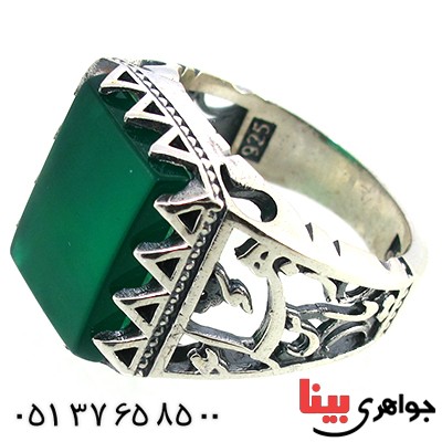 انگشتر عقیق سبز مردانه سنگین یا زهرا طرح فاخر
