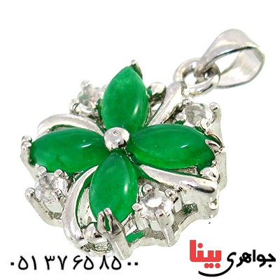 گردنبند یشم درشت مدل گل چهار پر