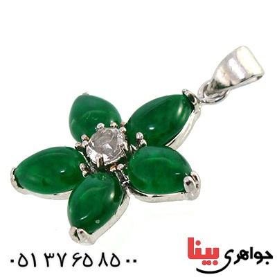 گردنبند یشم درشت مدل گل پنج پر