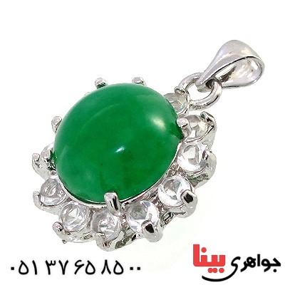 گردنبند یشم درشت دور جواهری