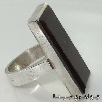 انگشتر عقیق سیاه (اونیکس) نگین درشت با حرز امام جواد