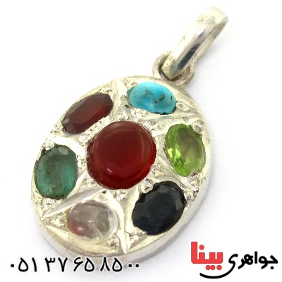 گردنبند چند جواهر هفت نگین درشت بیضی
