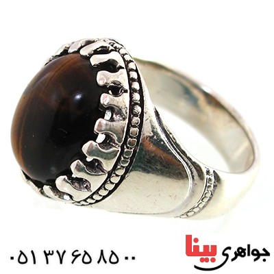 انگشتر چشم ببر مردانه درشت مدل کلاسیک دور چنگی