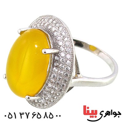 انگشتر عقیق شرف الشمس زنانه درشت درخشان