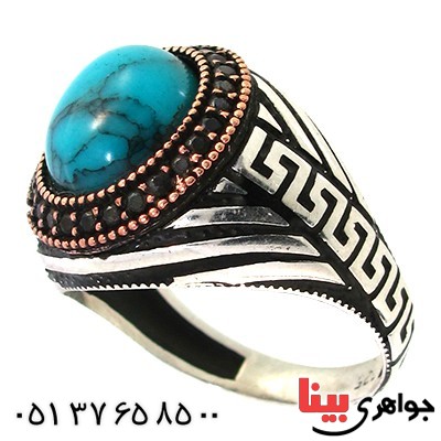 انگشتر ابسیدین آبی مردانه درشت مدل ورساچ