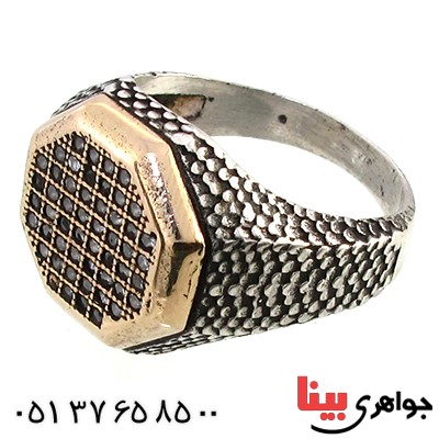 انگشتر نقره مردانه طرح برلیان