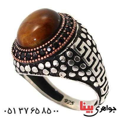 انگشتر چشم ببر مردانه درشت مدل ورساچ