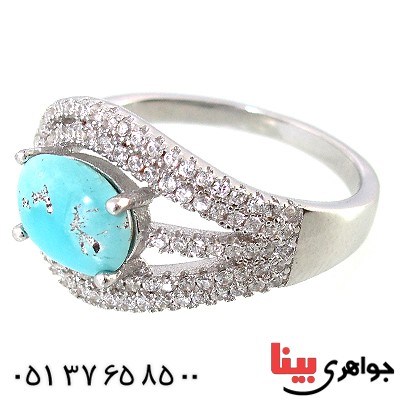 انگشتر فیروزه نیشابوری زنانه مدل شکیلا