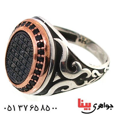 انگشتر عقیق سیاه (اونیکس) مردانه درشت مدل آریان