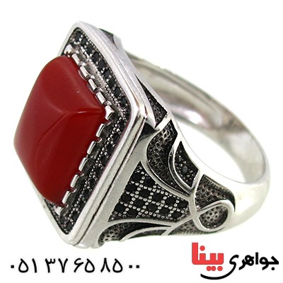 انگشتر عقیق قرمز مردانه کلاسیک
