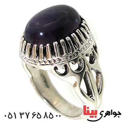 انگشتر آمتیست مردانه درشت دور چنگی