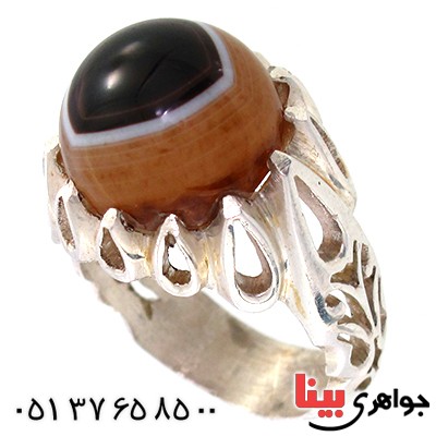 انگشتر عقیق باباقوری مردانه درشت دور اشکی