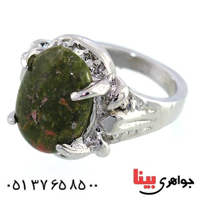 نگین انگشتر عقیق خزه ای سبز خاص