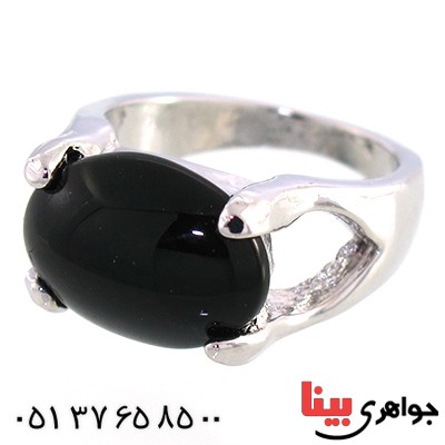 نگین انگشتر عقیق سیاه (اونیکس) بیضی