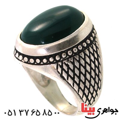 انگشتر عقیق سبز مردانه درشت مدل سوهانی