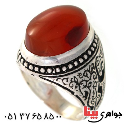 انگشتر عقیق یمنی برجسته مردانه درشت یا علی