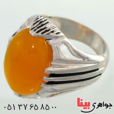 انگشتر عقیق شرف الشمس مردانه درشت چهار چنگ