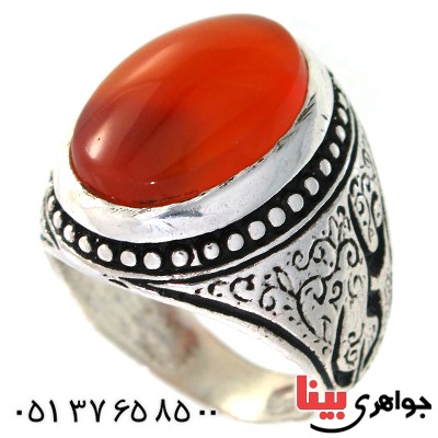 انگشتر عقیق یمنی مردانه درشت یا علی (ع)