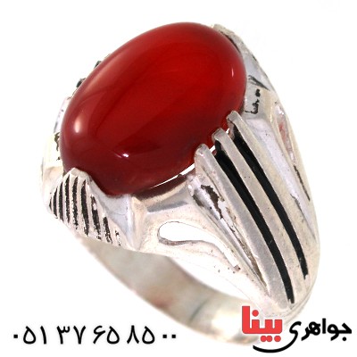 انگشتر عقیق قرمز مردانه درشت چهار چنگ