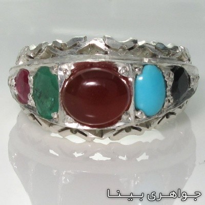 انگشتر چند جواهر طرح زیکزاک