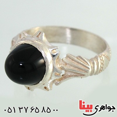 انگشتر عقیق سیاه (اونیکس) مردانه مدل دست و دلبر