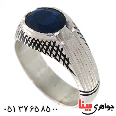 انگشتر یاقوت کبود مردانه کلاسیک سوهانی