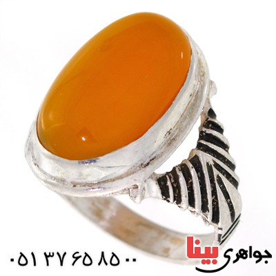انگشتر عقیق شرف الشمس درشت مردانه مدل دور ساده