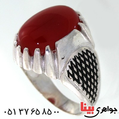 انگشتر عقیق درشت مردانه مدل سوهانی