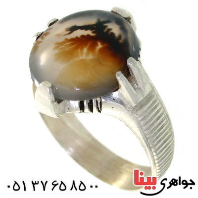 انگشتر عقیق شجری مردانه خوش نقش