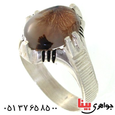 انگشتر عقیق شجری مردانه مدل چهار چنگ
