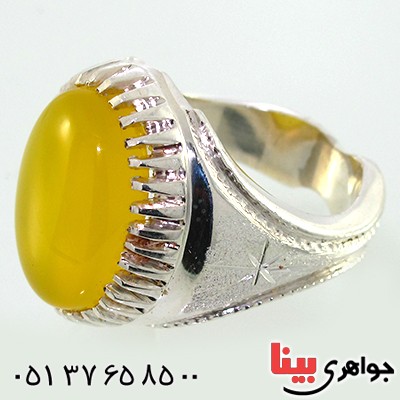 انگشتر عقیق شرف الشمس مردانه سنتی مدل ستاره ای