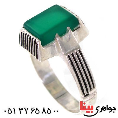 انگشتر عقیق سبز مردانه مربعی