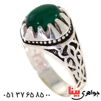 انگشتر عقیق سبز مردانه اسلیمی