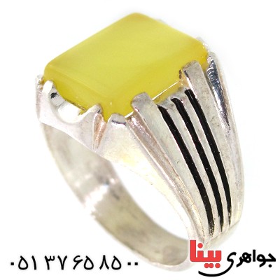 انگشتر عقیق شرف الشمس مردانه مربعی دور چنگی