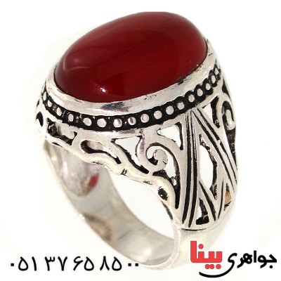 انگشتر عقیق قرمز درشت مردانه مدل هورتاش
