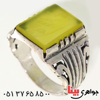 انگشتر عقیق شرف الشمس مربعی مردانه درشت