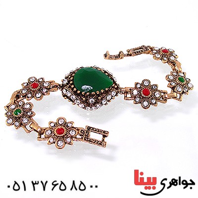 دستبند نگین رنگی عثمانی اشکی