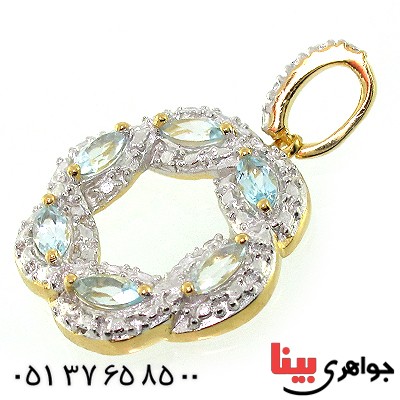 گردنبند آکوآمارین زنانه مانی ایتالیایی مدل بافت