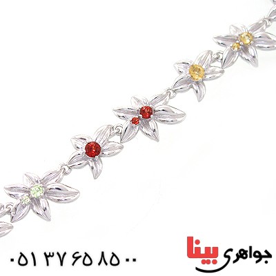 دستبند چند جواهر زنانه مانی ایتالیایی مدل گل