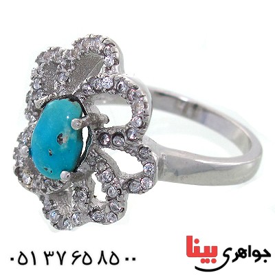 انگشتر فیروزه زنانه مدل گل