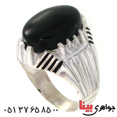انگشتر عقیق سیاه (اونیکس) مردانه درشت مدل آراد