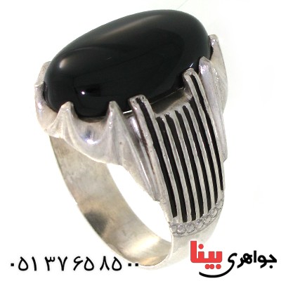 انگشتر عقیق سیاه (اونیکس) مردانه درشت مدل کیان