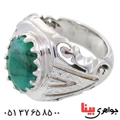 انگشتر زمرد آفریقایی مردانه درشت فاخر مدل سلطان