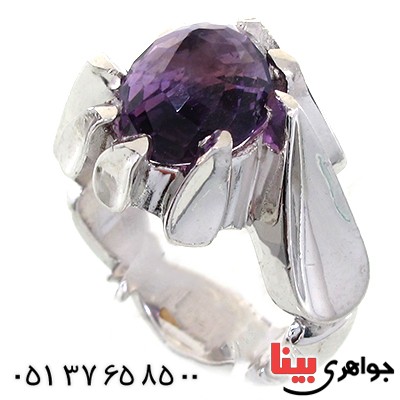 انگشتر آمتیست مردانه درشت مدل دور اشکی