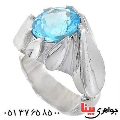 انگشتر توپاز مردانه درشت مدل دور اشکی