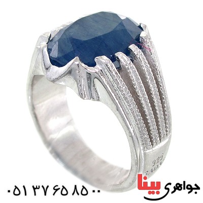 انگشتر یاقوت کبود مردانه درشت چشمگیر