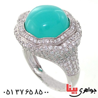 انگشتر سنگ ماه (مون استون) زنانه درشت درخشان پر نگین