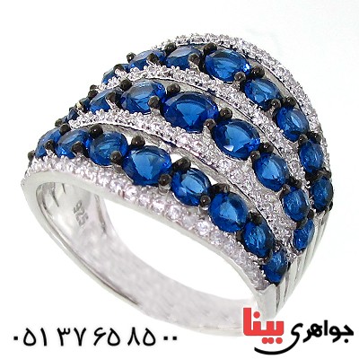 انگشتر یاقوت کبود سوارسکی زنانه درشت شکیل
