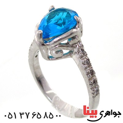 انگشتر توپاز سوارسکی زنانه مدل اشکی